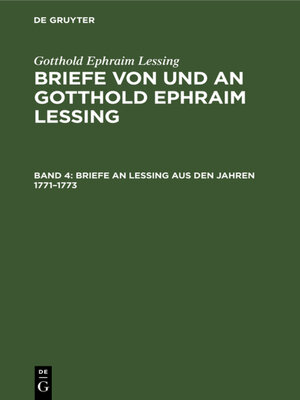 cover image of Briefe an Lessing aus den Jahren 1771–1773